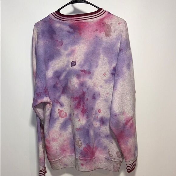 Pink and Purple Tie-Dye Sweatshirt with Ribbed Crew Neck - Picture 4 of 7